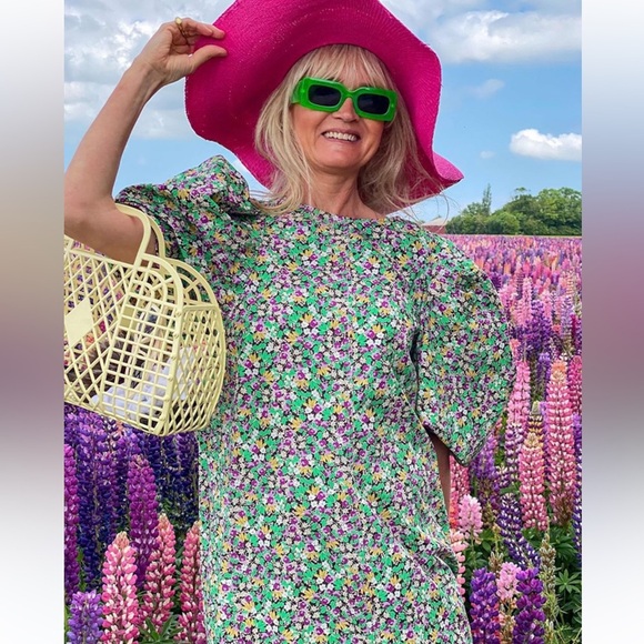 Isabel Marant pour H&M Floral Midi balloon sleeve Dress - Green and Pink - Picture 6 of 9